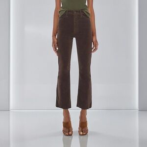 MOTHER The Hustler Ankle Fray Brown Pinwale Corduroy Jeans Size 28